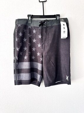 NEW Hurley Phantom Board Shorts Gray Stars Stripes 30" 40" or 44" Waist 20" Inse